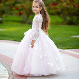 Butterflies Flower Girl Dress  Girls Pageant Gown Lace