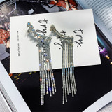 Fashion Long Tassel Full Rhinestone Drop Earrings for Women Bijoux Shiny Water Drop Crystal Dangle Earrings Jewelry Gifts