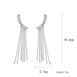 Fashion Long Tassel Full Rhinestone Drop Earrings for Women Bijoux Shiny Water Drop Crystal Dangle Earrings Jewelry Gifts