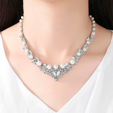 Elegant Simulated Pearl Bridal Jewelry Sets  Leaf Crystal Necklaces Earrings Sets Wedding Jewelry Elegant Simulated Pearl Bridal Jewelry Sets  Leaf Crystal Necklaces Earrings Sets Wedding Jewelry