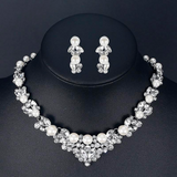 Elegant Simulated Pearl Bridal Jewelry Sets  Leaf Crystal Necklaces Earrings Sets Wedding Jewelry Elegant Simulated Pearl Bridal Jewelry Sets  Leaf Crystal Necklaces Earrings Sets Wedding Jewelry