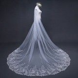 White Tulle Embroidery Bridal Veils One Layers Long Wedding Women Veil Bridal Accessories For Wedding