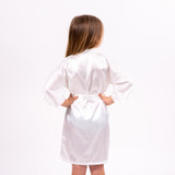 Sample Sale - Kids Satin White Robes "Birthday Squad" In Red Glitter, Size: 8Y
