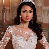 Luxury Long Sleeve Flowers Lace Ball Gown Wedding Dresses