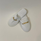 Sample Sale - White Slippers "Bridesmaid" in Gold Glitter Sample Sale - White Slippers "Bridesmaid" in Gold Glitter