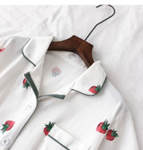 Cotton Pajama with Lovely Strawberry Printing Short Sleeve and Shorts