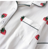 Cotton Pajama with Lovely Strawberry Printing Short Sleeve and Shorts