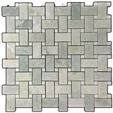 MING GREEN BASKETWEAVE WITH WHITE ABSOLUTE DOT MOSAIC HONED