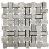 PACIFIC GRAY BASKETWEAVE WITH WHITE ABSOLUTE DOT MOSAIC
