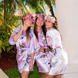 Floral Peacocks Plus size Lavander Bridesmaid Kimono Robes