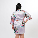 Floral Peacocks Plus size Lavander Bridesmaid Kimono Robes