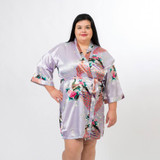 Floral Peacocks Lavander Bridesmaid Kimono Robes