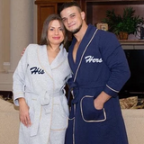 Collar His and Hers Personalized Bathrobes Set for Couples