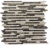 DARK EMPERADOR AND CREMA MARFIL MINI RANDOM STRIP MOSAIC