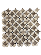 DARK EMPERADOR FLEUR WITH CREMA MARFIL AND WHITE THASSOS DOT MOSAIC