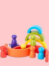 Montessori Rainbow Building Blocks For Baby Learning
