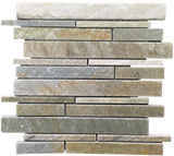 GOLDEN SAND QUARTZITE RANDOM STRIP MOSAIC CLEFT