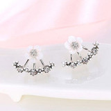 Double Sided Flower Crystals Stud Earring