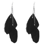 Handmade Vintage Feather Long Drop Earrings