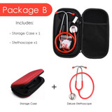 Red Color Medical Stethoscope Otoscope Tuning Fork Reflex Hammer LED Penlight Torch Tool Health Monitor Storage Case Full kit