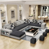 Dealfactor Canada Fabric U Shaped Sectional Couch With Ottoman Living Room Sofa Set