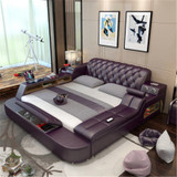 Our Latest Design Bed With Smart Bluetooth Speaker And Massage Multi-functionality Soft Leather