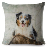 Cute Australian Shepherd Dog Print Cushion Cover 45x45 Square Linen Pillow Covers Throw Pillows Cases Sofa Home Decor Pillowcase