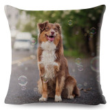 Cute Australian Shepherd Dog Print Cushion Cover 45x45 Square Linen Pillow Covers Throw Pillows Cases Sofa Home Decor Pillowcase