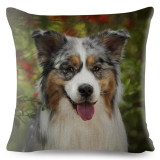 Cute Australian Shepherd Dog Print Cushion Cover 45x45 Square Linen Pillow Covers Throw Pillows Cases Sofa Home Decor Pillowcase