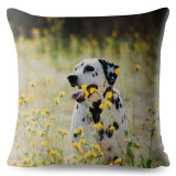 Dalmatian Pet Dog Print Cushion Cover Beige Linen Pillow Covers 45x45 Square Pillows Case