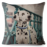 Dalmatian Pet Dog Print Cushion Cover Beige Linen Pillow Covers 45x45 Square Pillows Case