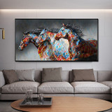 Copy of Wall Art Canvas Print Painting Colorful Horse Couple Wall Art For Bedroom Hallway Home Décor