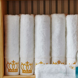 Set Embroidered Imperial Crown Cotton White Hotel Towel Set Face Towels Bath Towels