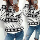 Christmas Deer Snow Pattern ugly sweater
