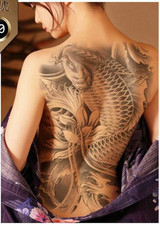 Big Large Full Back Chest Tattoo Stickers Fish Wolf Tiger Dragon Waterproof Temporary Tattoos