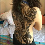 Big Large Full Back Chest Tattoo Stickers Fish Wolf Tiger Dragon Waterproof Temporary Tattoos