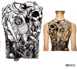 Big Large Full Back Chest Tattoo Stickers Fish Wolf Tiger Dragon Waterproof Temporary Tattoos