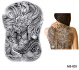 Big Large Full Back Chest Tattoo Stickers Fish Wolf Tiger Dragon Waterproof Temporary Tattoos