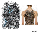 Big Large Full Back Chest Tattoo Stickers Fish Wolf Tiger Dragon Waterproof Temporary Tattoos