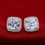 Women's Solid 925 Sterling Silver Cushion Cut Zircon Cz Jewelry Set Engagement Ring