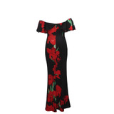 Floral Print Mermaid Long Dress Slash Neck Ruffles Sleeve Floral Print Mermaid Long Dress Slash Neck Ruffles Sleeve