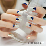24Pcs Fashion Fake Nails Glitter Gold White Pink Mauve Square Artificial Nail