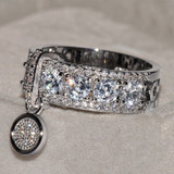 Vintage Rose Gold Silver Colored Crystal Wedding Ring