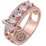 Vintage Rose Gold Silver Colored Crystal Wedding Ring
