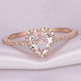 Fashion Crystal Heart Shaped Wedding Rings For Women Rose Gold Elegant Engagement Ring