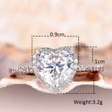 Fashion Crystal Heart Shaped Wedding Rings For Women Rose Gold Elegant Engagement Ring