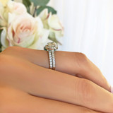 2pcs Set Large Cubic Zirconia Wedding Rings Ror Women Silver Color Crystal Lady Elegant Engagement Luxury Ring