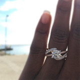 Baro Girl Promisary Ring Rose Gold Engagement Wedding Bands for Women Cubic Zirconia