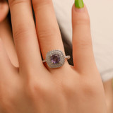 New Purple Pink Cubic Zirconia 3A White Silver Colored Wedding Ring