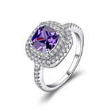 New Purple Pink Cubic Zirconia 3A White Silver Colored Wedding Ring